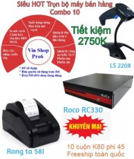 Combo 10 – Trọn bộ phần mềm quản lý VinshopPro6 + máy bán hàng 6.650K Tiết kiệm 2.750K